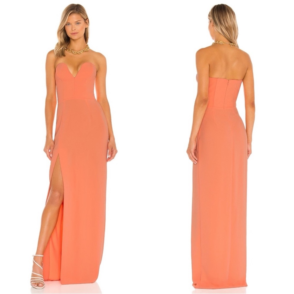 Amanda Uprichard Strapless Maxi Dress in Peach